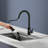 Pull Down Single Handle  Kitchen sink Faucet in Matte Black-111996128
