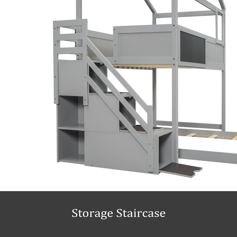 Aiert Kids Twin Over Full Bunk Bed, Gray