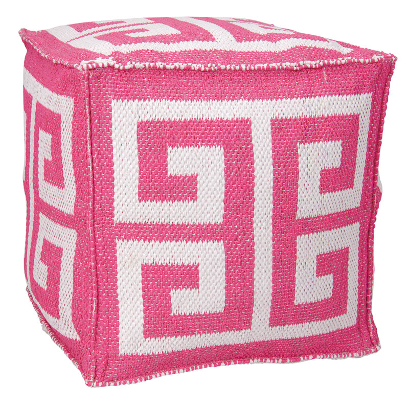 Pouf abstrait carré 16 po de largeur, Rose vif