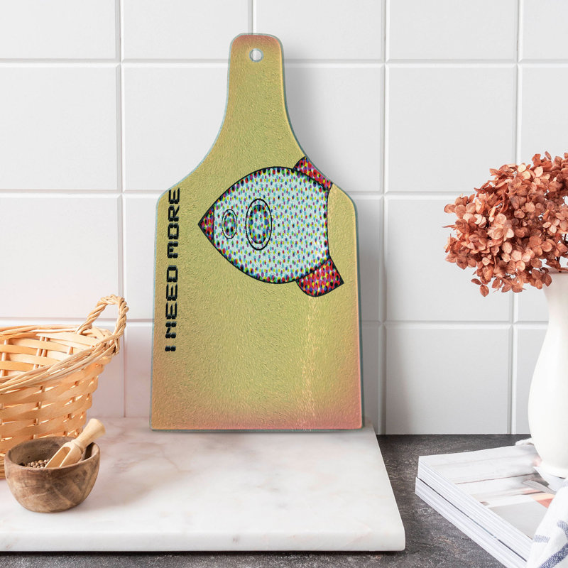 Ambesonne Outer Space Tempered Glass Cutting Board Futuristic Words Multicolor
