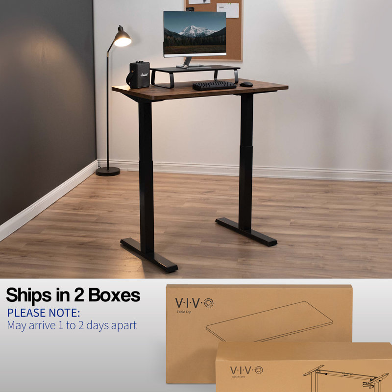 Bureau manuel à hauteur réglable, Noir, L 43 po