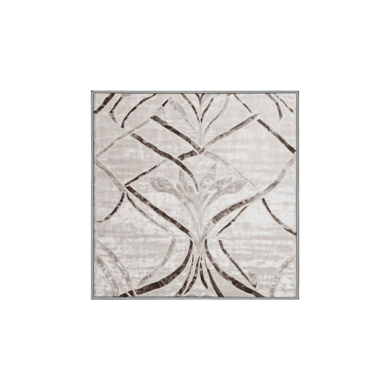 Machine Washable Gray Area Rug, Square 8'
