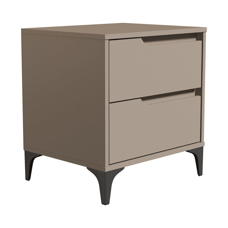 Norcross 20" 2 Drawer Nightstand, Beige