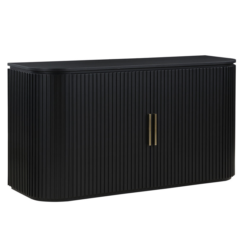 Buffet en bois de chêne 60 po Barry, Noir, noir, noir, noir