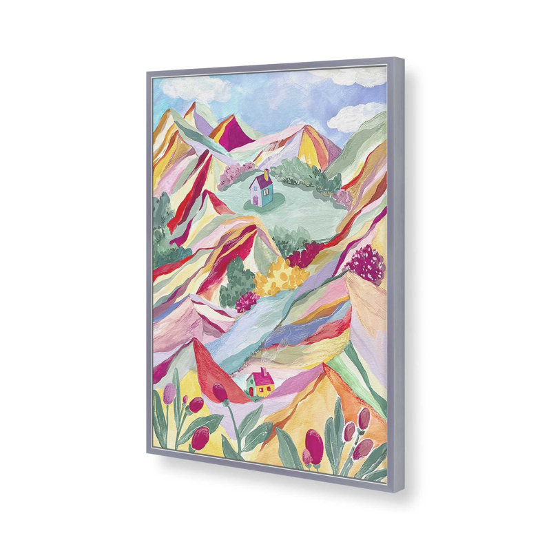 «Gouache Rainbow Landscape» par Garima Dhawan, reproduction d'art sur toile, H 16 po x l 12 po, Argent