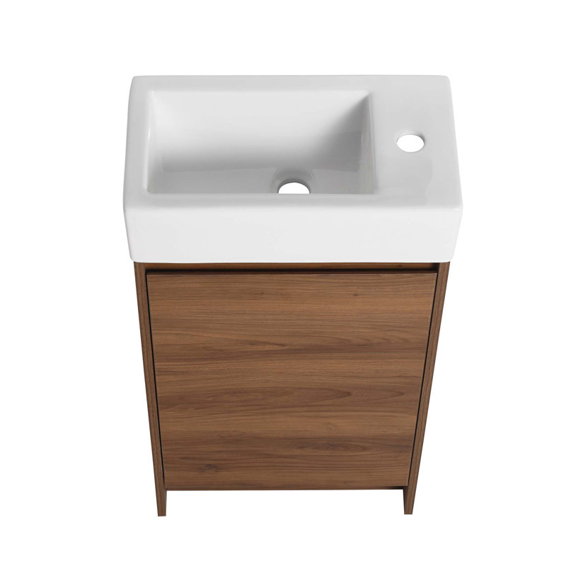 Meuble-lavabo autoportant de 18 pouces avec lavabo simple, portes à fermeture douce, convient aux petites salles de bain