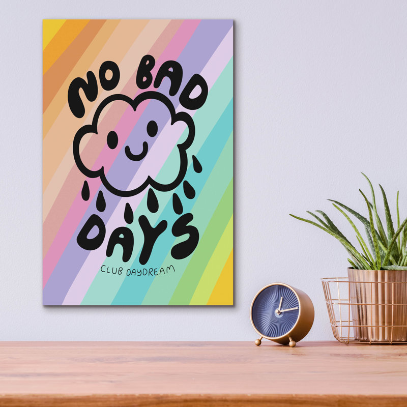  «No Bad Days» par Club Daydream, art mural en verre acrylique, 12 po x 16 po