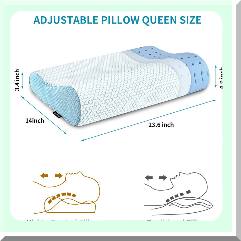ErgoRest Memory Foam Cervical Contour Pillow - Orthopedic Bed Pillow for Side, Back, Stomach Sleeper. Ultimate Neck Support for Sleeping.