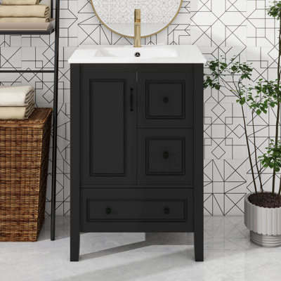 Meuble-lavabo 24 po avec lavabo, une armoire, une porte à fermeture en douceur et 3 tiroirs à fermeture en douceur