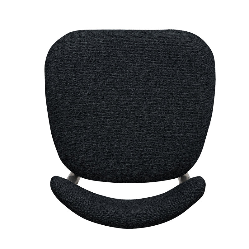50cm H Boucle Upholstered Metal Side Chair, Black Boucle