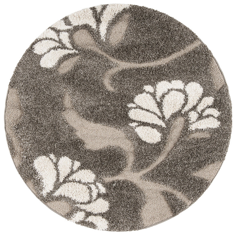Chanhassen Shag Performance Floral Rug, Round 4'