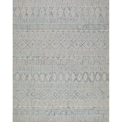 Tapis géométrique texturé en laine touffeté à la main Odyssey