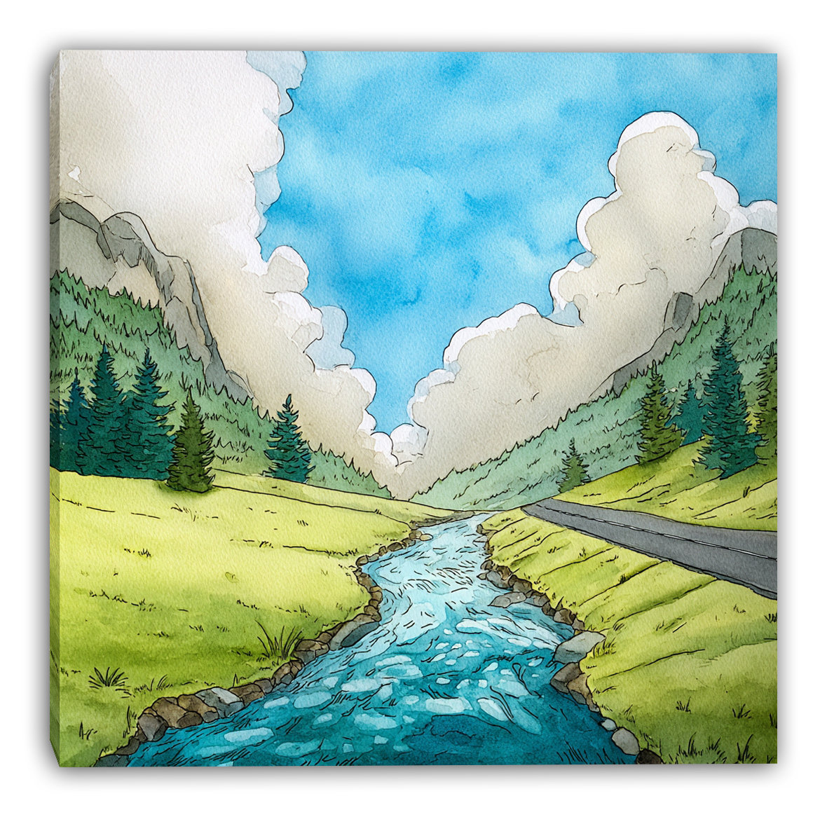 Latitude Run® Alpine Valley Landscape III Wrapped Canvas Wall Art | Wayfair