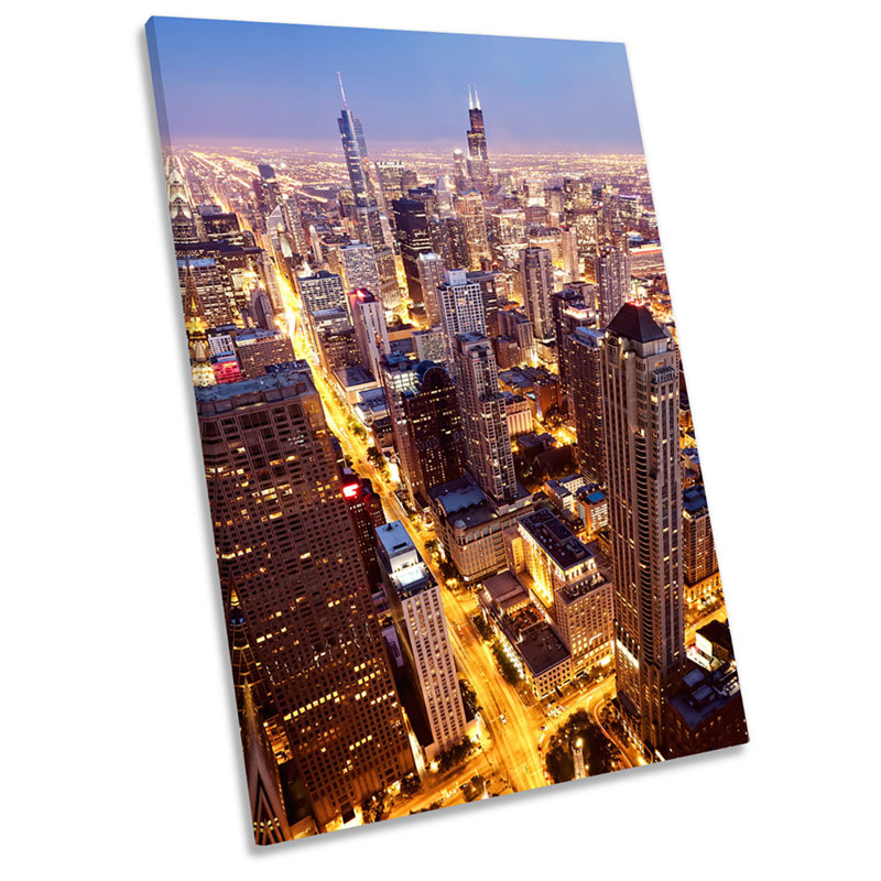 Chicago Skyline City - Wrapped Canvas Print, 91.4cm H x 61cm W