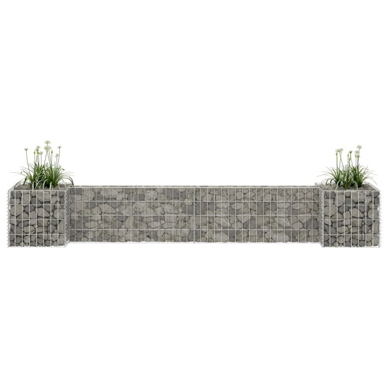 Gabion Planter Silver Steel Wire 102.4" x 15.7" x 15.7" Garden Planter Outdoor, 102.4" H x 102.4" W x 15.7" D