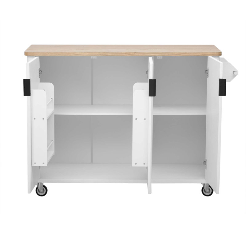 51" Fluted Kitchen Island With Drop Leaf