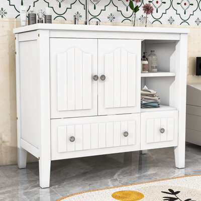 Niysa 36'' Free Standing Single Bathroom Vanity with Ceramic Top -  Winston Porter, 7B0D388FE4424547BE2A9A641A9599EE