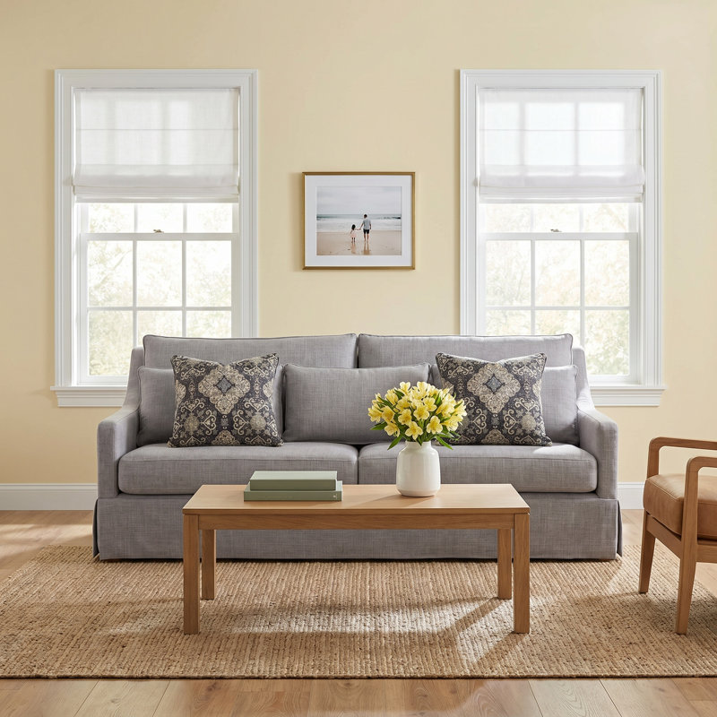Haley Upholstered Sofa with Pillows, Gray