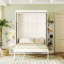Grand lit escamotable rotatif avec armoire murale cachée, deux tablettes latérales à 3 niveaux, bureau convertible et supports de rangement supplémentaires-129686184