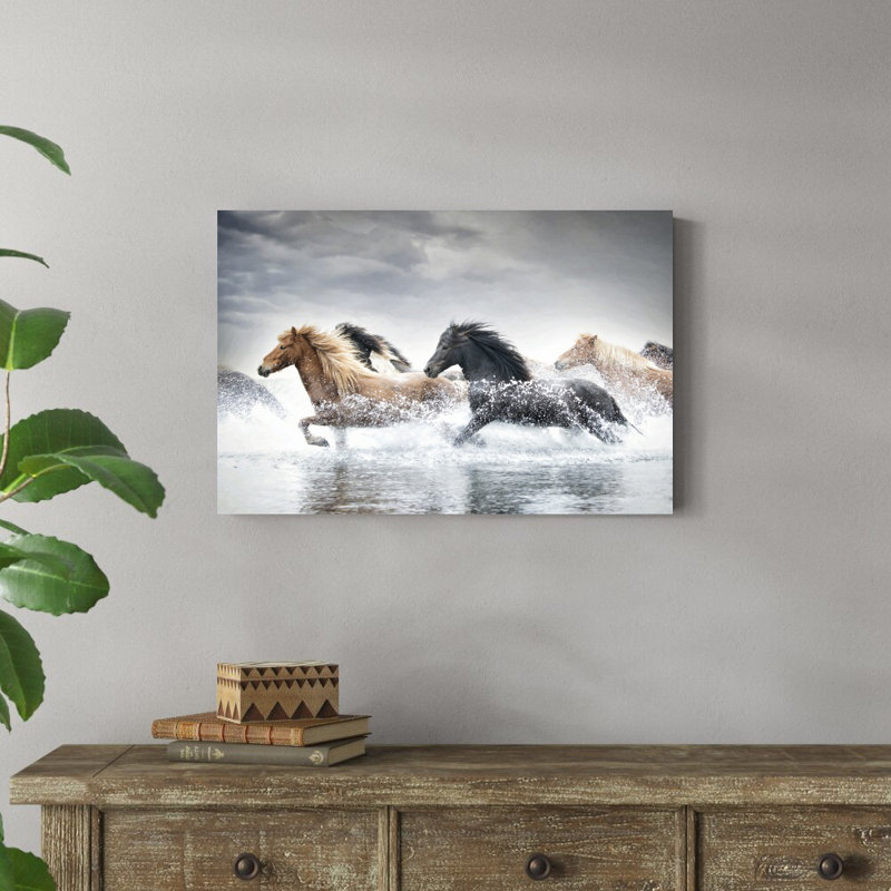 «Horse Run V» par PHBurchett - impression sur toile tendue, H 20 po x l 30 po, Toile tendue, Non
