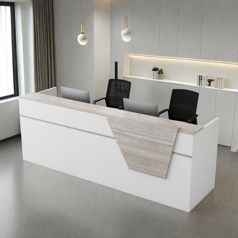 78.74-Inch Vintage Front Desk with Lockable Drawers, Perfect for Reception or Computer Use