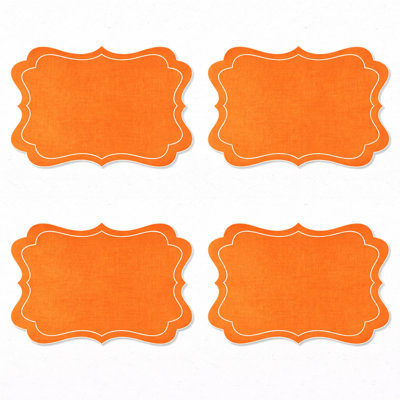 Orange Scalloped Placemats Set Of 4, 11" X 17" - Elegant Curved Border Dining Table Mats