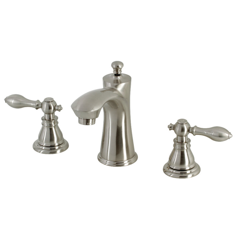 Kingston Brass American Classic Two-Handle 3-Hole Deck Mount Widespread Bathroom Faucet with Retail Pop-Up Drain