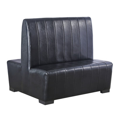 44"H, Vertical Channel Vinyl Back Upholstered Double Booth in Black