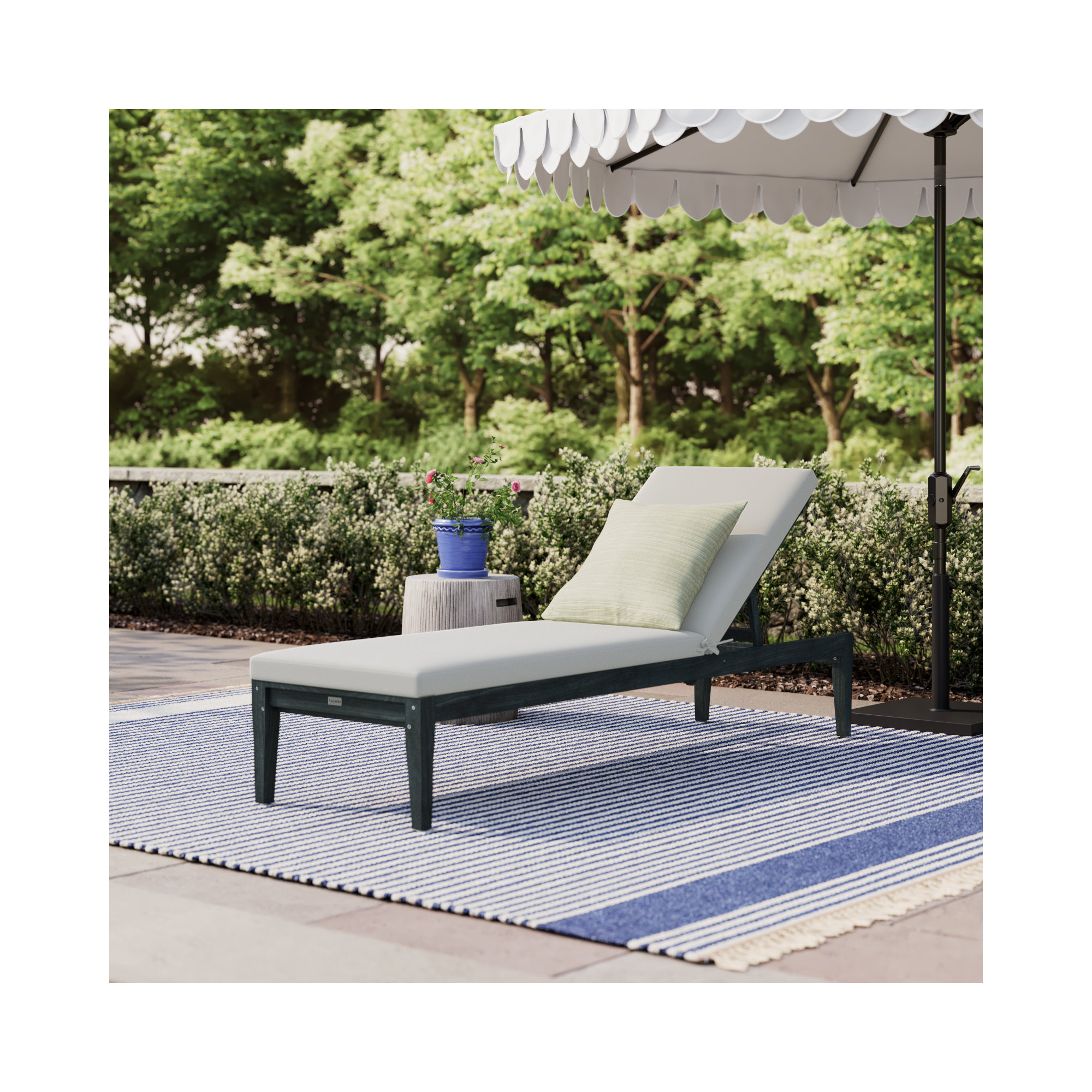 Arwen 23.6'' Outdoor Acacia Chaise Lounge, Dark Slate Gray