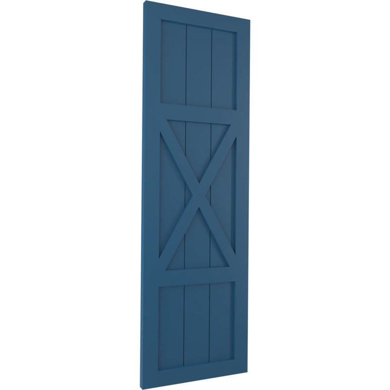 Volets à fixation fixe en PVC True Fit, Bleu séjour