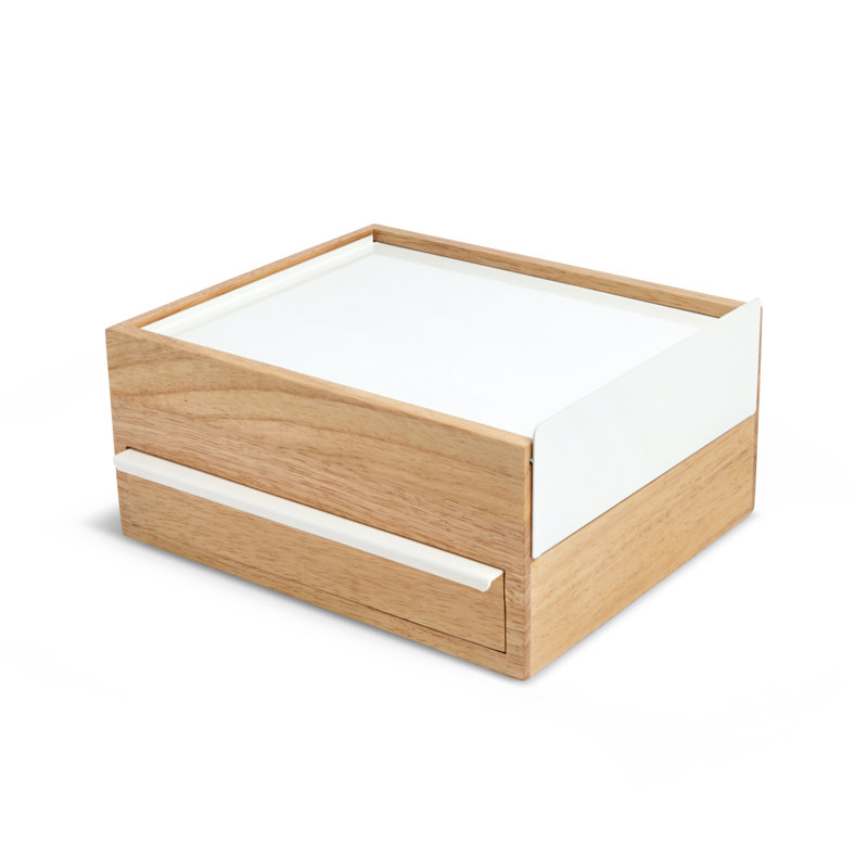 Wood Jewelry Box + Drawers, White