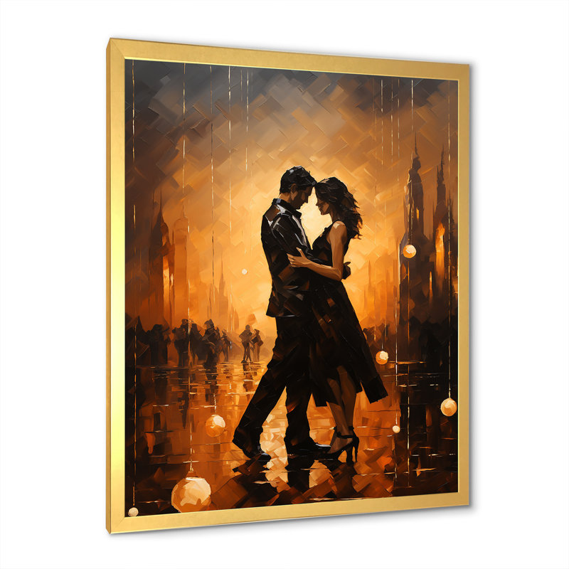 «Dance Tango Couple Harmony I» sur toile, Encadrement doré, H 20 po x l 12 po x P 1 po