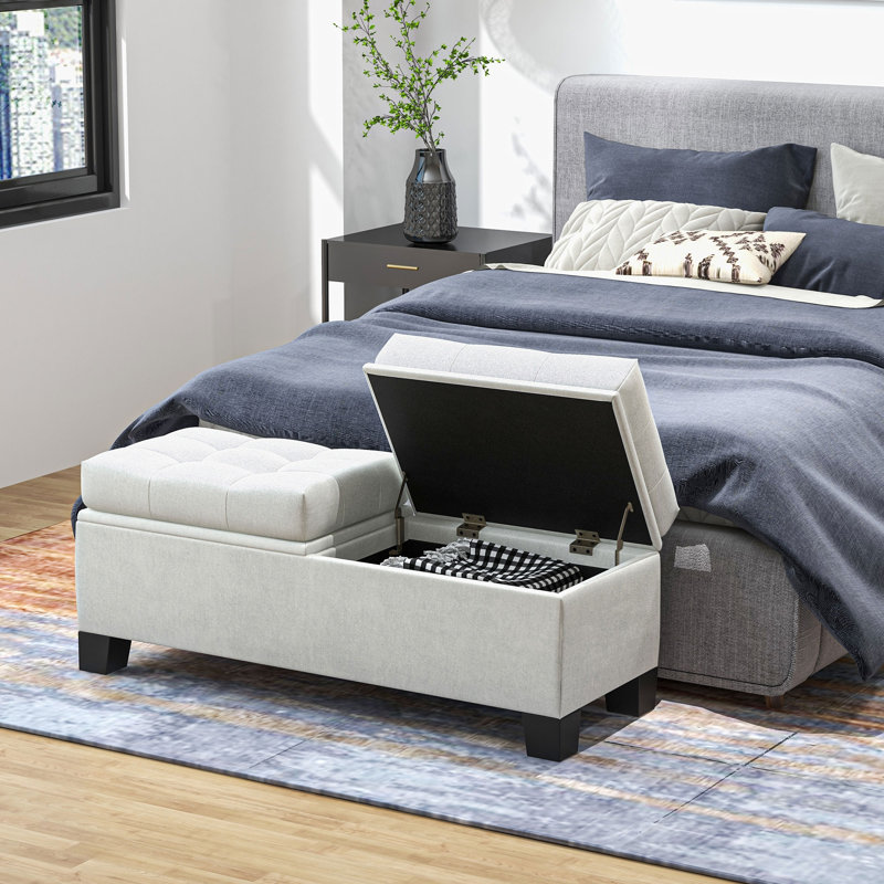 Banc de rangement rabattable, Crème, crème