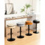 Tabouret de bar rond 2 avec rangement en cuir kaki et pivotant à 360 °-412896808