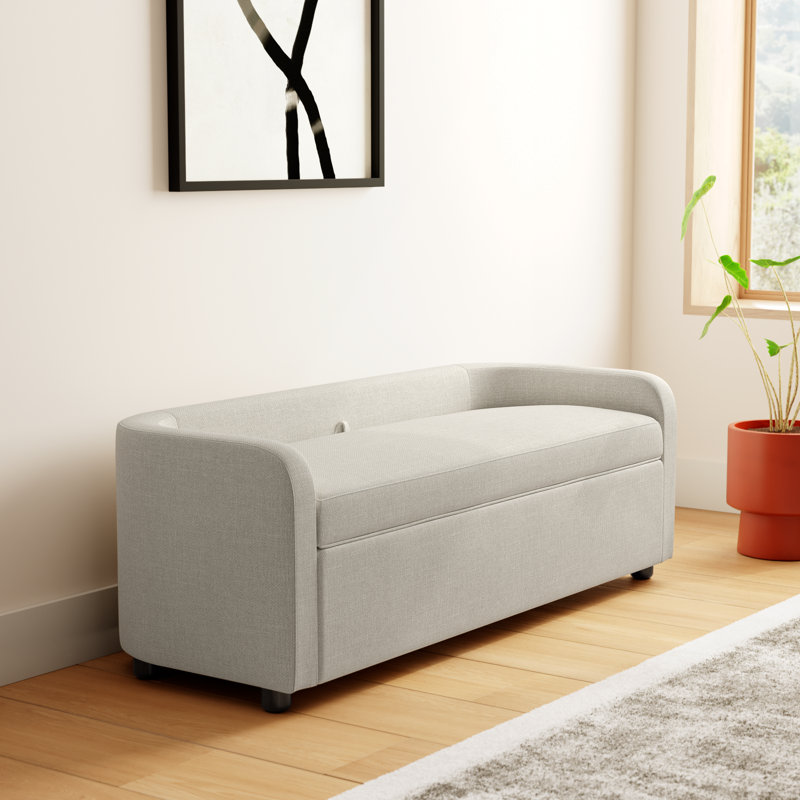 Janina Upholstered Storage Bench , Meridian Cream