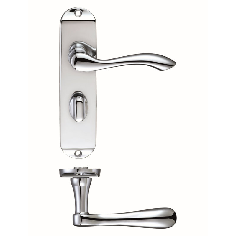Zubac Bathroom Door Handle, Polished Chrome