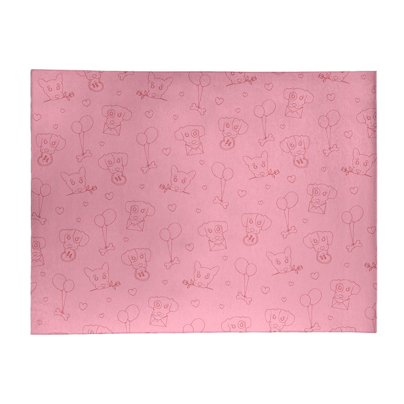 Tapis zone rose fait main, Rectangle 9 pi x 12 pi