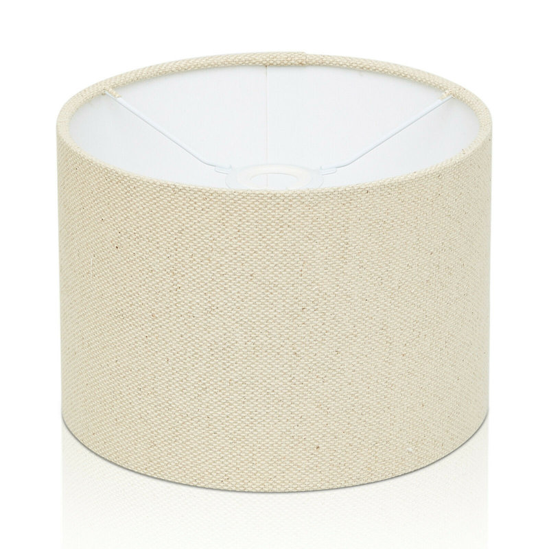 Cotton Drum Lamp Shade ( Screw On ) in Grey, 22cm H x 35cm W x 35cm D
