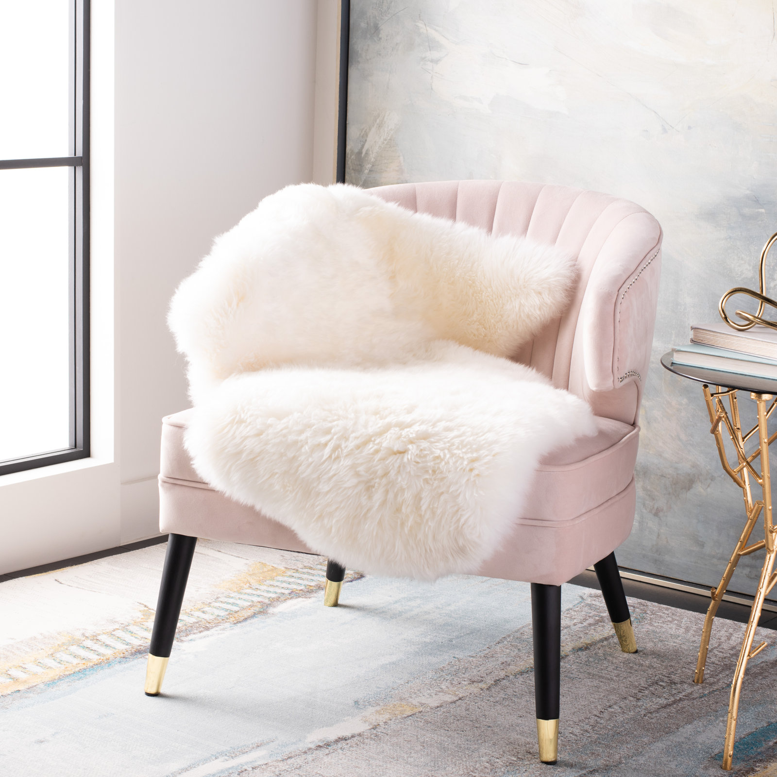 Mera Sheepskin Natural Rug, Rectangle 2' x 3'