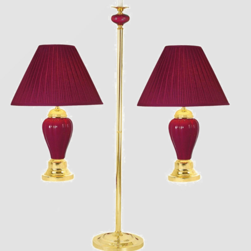 Aaronjosh 64'' Column Floor Lamp, Burgundy
