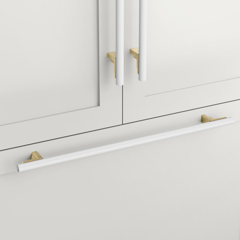 Poignée d'électroménager 18 "deux tons Anberlin, Champagne doré / blanc mat