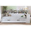 Lit de jour en bois avec lit gigogne simple et rangement, options de rangement antique à finition blanche, pratique
