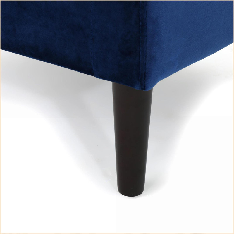 Repose-pieds repose-pieds en velours capitonné Mid-Century | Noyer brun | Bouleau