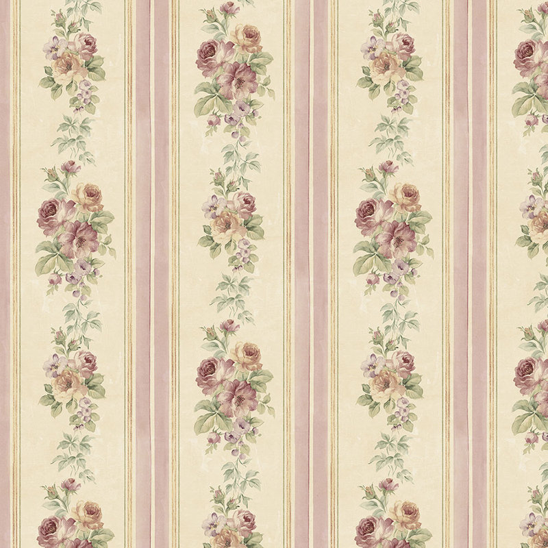 Rouleau de papier peint lisse L 32,7 pi x l 20,5 po Clarksville, Mauve / rose / vert