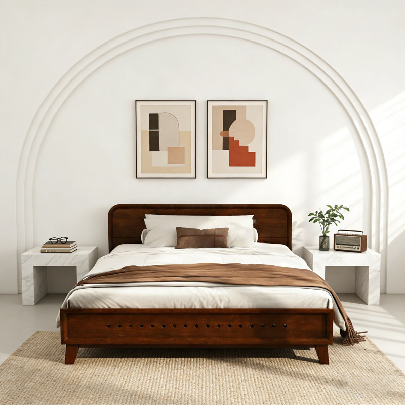 Base de lit plateforme en bois massif avec support à lattes, aucun sommier nécessaire, lit en bois moderne pour la chambre à coucher