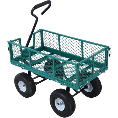 Chariot de jardin en acier, côtés amovibles en maille d'acier, 3 pieds cubes, capacité de 550 lb