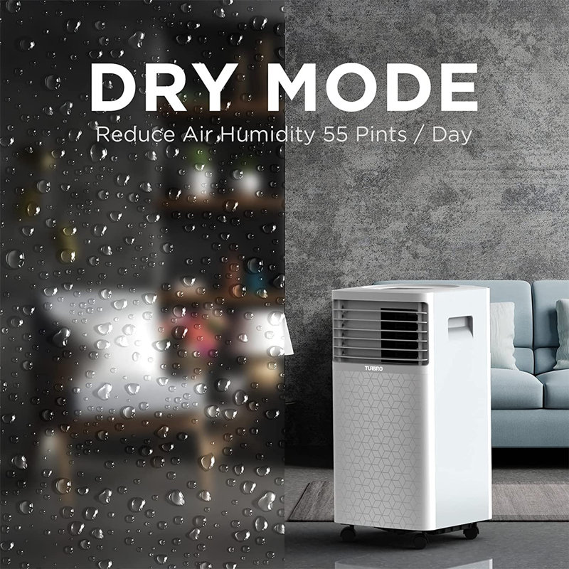 TURBRO 8000 BTU Portable Air Conditioner, Dehumidifier and Fan, 3-in-1 Floor AC, Remote Included