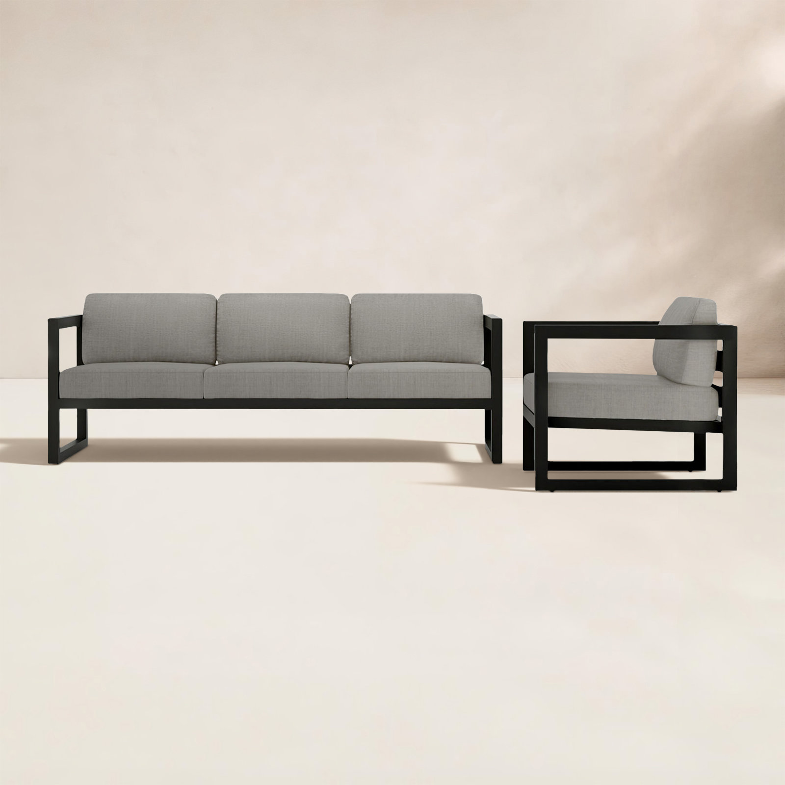 Smith 4-Person Patio Seating Group, Canvas Charcoal, Black
