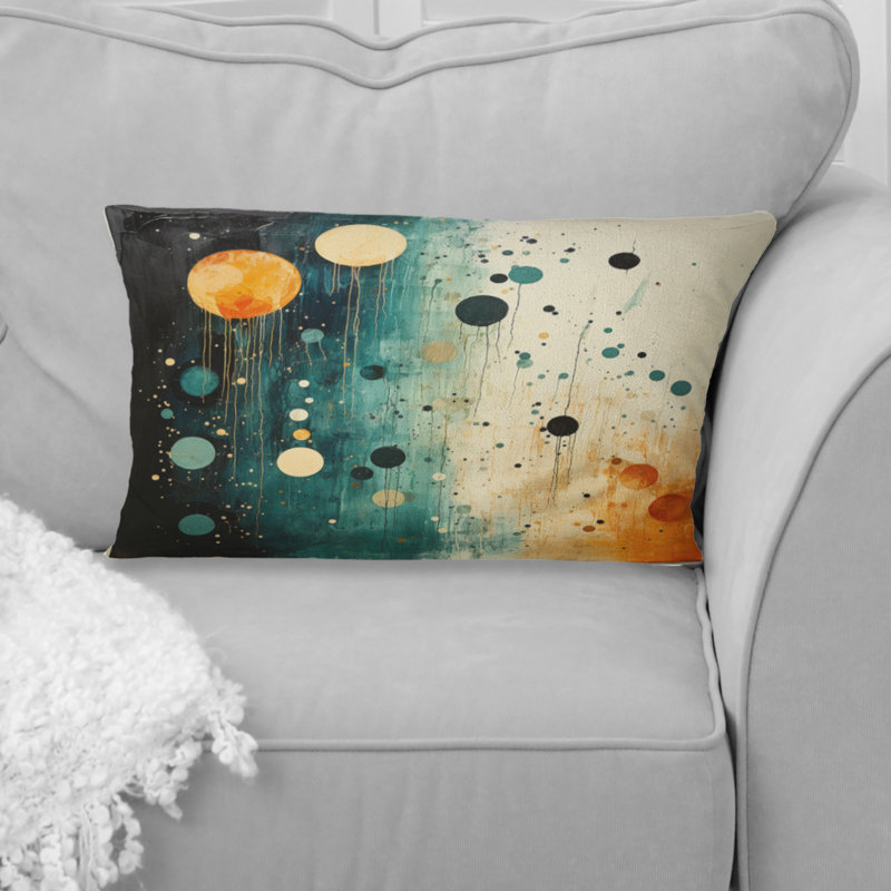Coussin décoratif bleu sarcelle Mid Century Minimalist Oasis I
