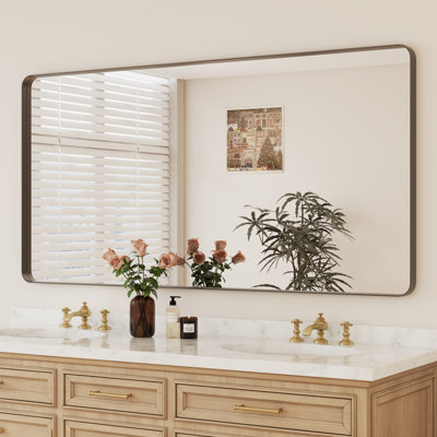 Customized Black Rectangular Aluminum Frame Bathroom Vanity Mirror